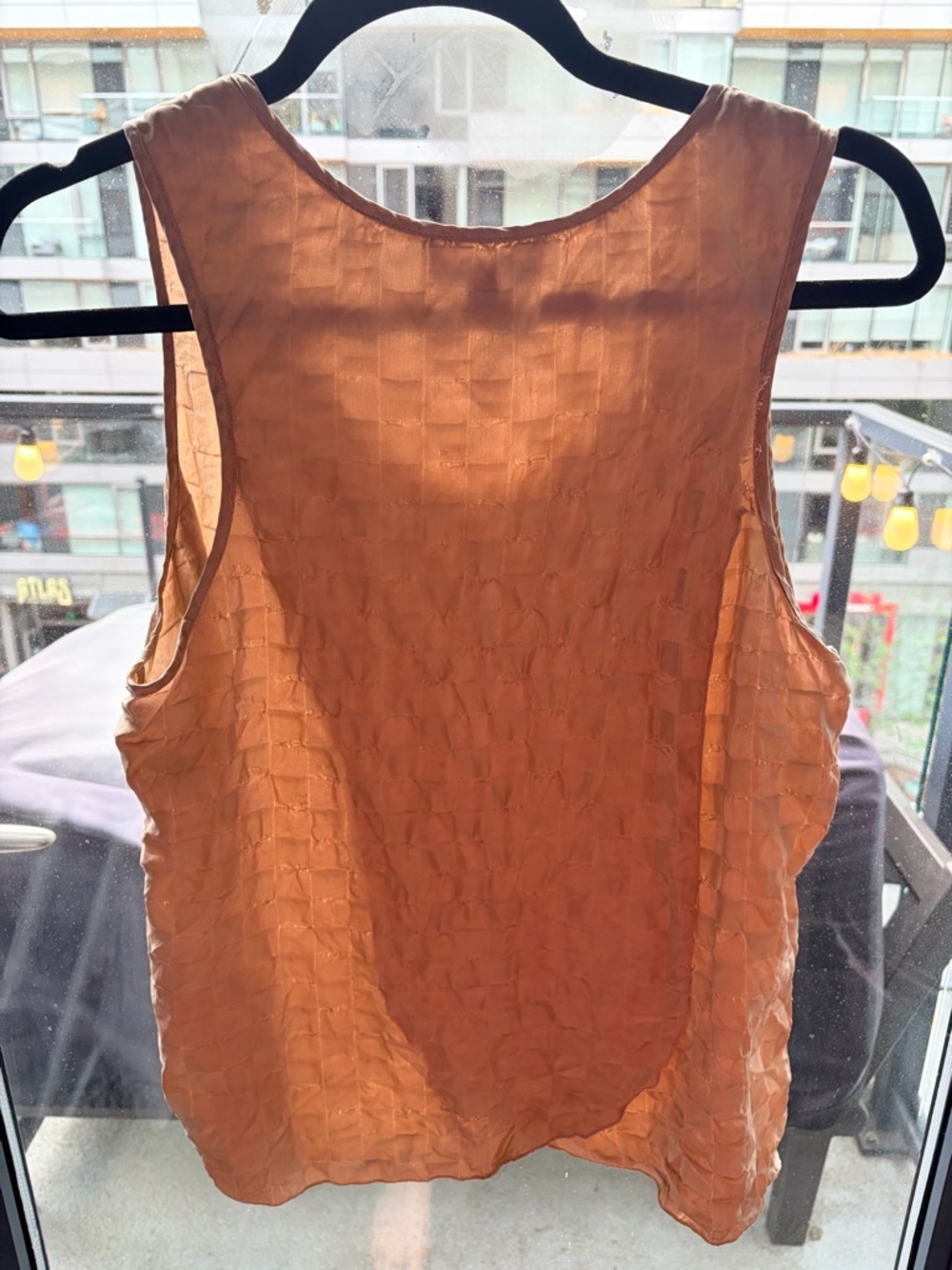 Lunya Washable Silk Shorts Tank Set Checkered Jacquard In Otium Tan - Picture 5 of 12